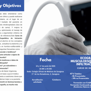 Curso de Iniciación en Ecografía Musculoesquelética Miembros Superiores-Inferiores Zaragoza 10-17 de junio 2025